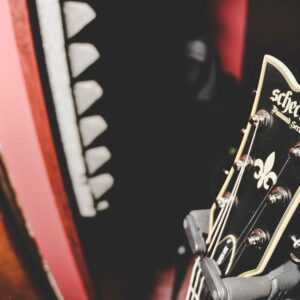 Guitar on stage for live music at Black Sheep in Wakefield Quebec